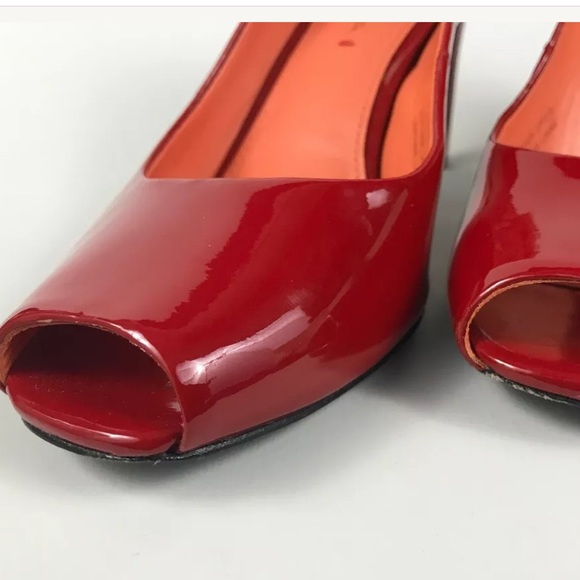 Via Spiga Frankie Scarlet RED Patent PeepToe Pump - Picture 7 of 8